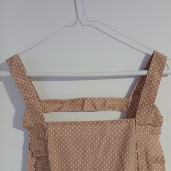 Women's Adjustable Polka Dot Apron Pockets Mocha One Size NWOT - Picture 2 of 6